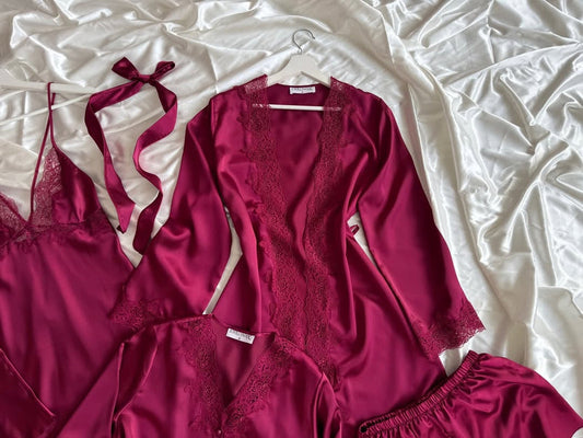 Luxury Satin Lace Nightwear Set – 5-Piece Premium Sleepwear Collection