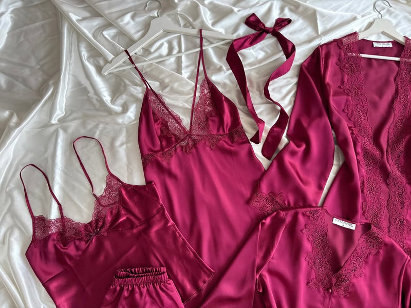Luxury Satin Lace Nightwear Set – 5-Piece Premium Sleepwear Collection