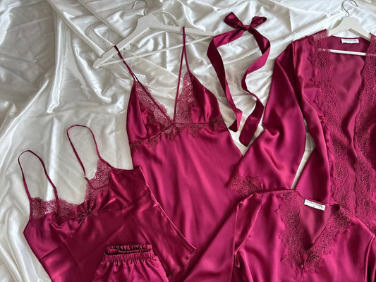 Luxury Satin Lace Nightwear Set – 5-Piece Premium Sleepwear Collection