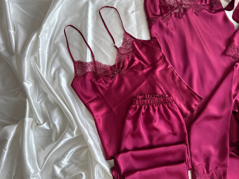 Luxury Satin Lace Nightwear Set – 5-Piece Premium Sleepwear Collection