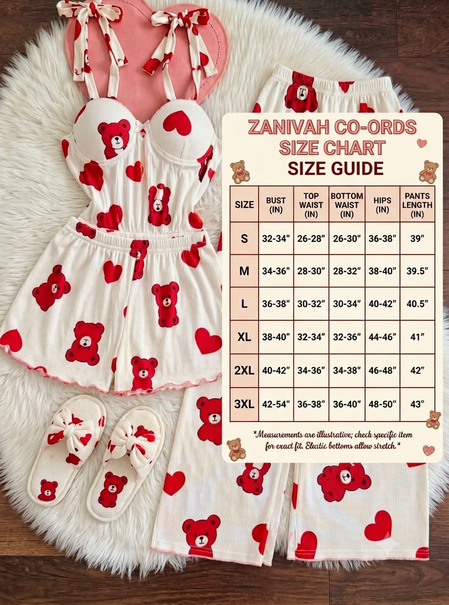 Zanivah Women’s 3-Piece Co-Ord Night & Loungewear Set ✨[Sweet Bow]
